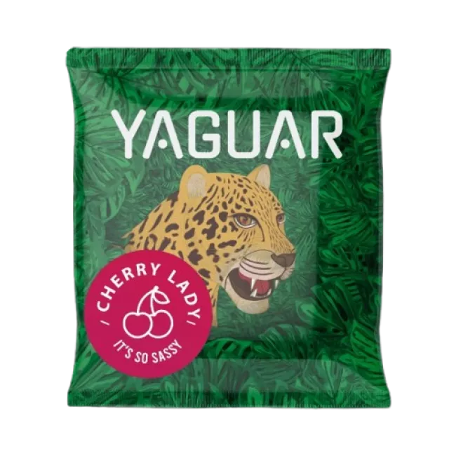 Yaguar Cherry Lady 50g yerba mate tea csomagolása
