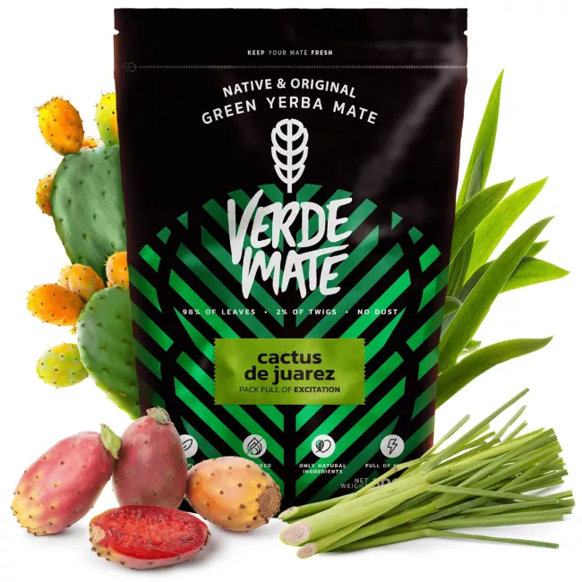 Verde Mate Green Cactus de Juarez yerba mate tea 0.5kg csomagolása