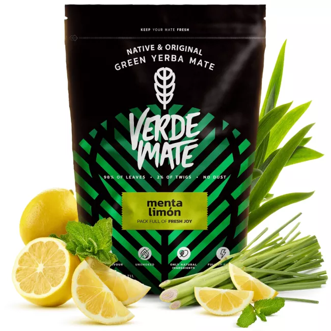 Verde Mate Green Menta Limón 0.4kg yerba mate tea csomagolása