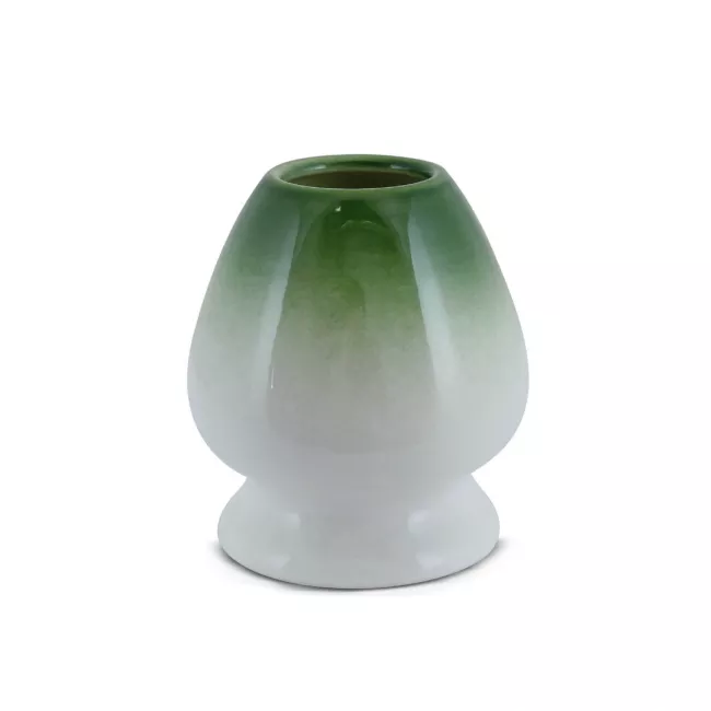 Kerámia chasen tartó zöld glazúrral, Hayashi kusenaoshi matcha habveréshez