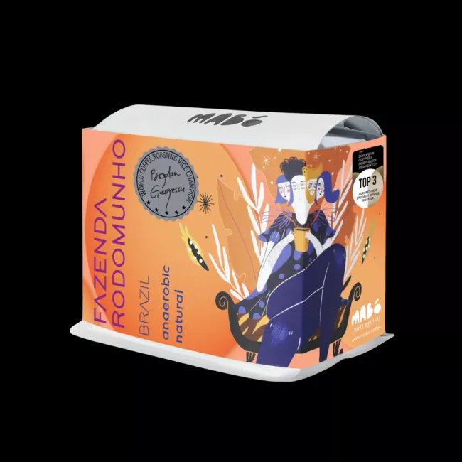 Mabo Brazília Fazenda Rodomunho Anaerobic Natural Espresso kávé 250g-os csomagolása